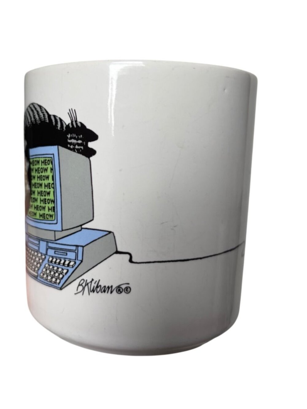 Vintage 1989 B Kliban Cat Mouse Computer Mug Tech Techie Flawed Read - Picture 2 of 11